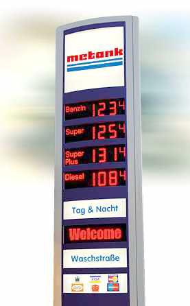 LED-Preisanzeigen, eine neue Tankstellentechnik